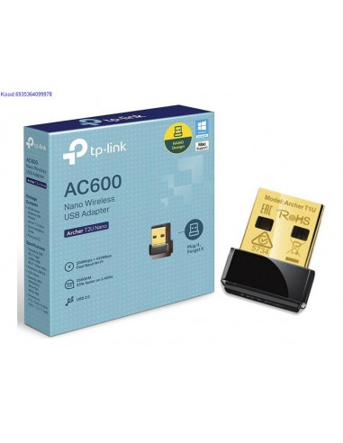 [Z011309] TARJETA DE RED WIFI USB AC600 TP-LINK ARCHER T2U NANO