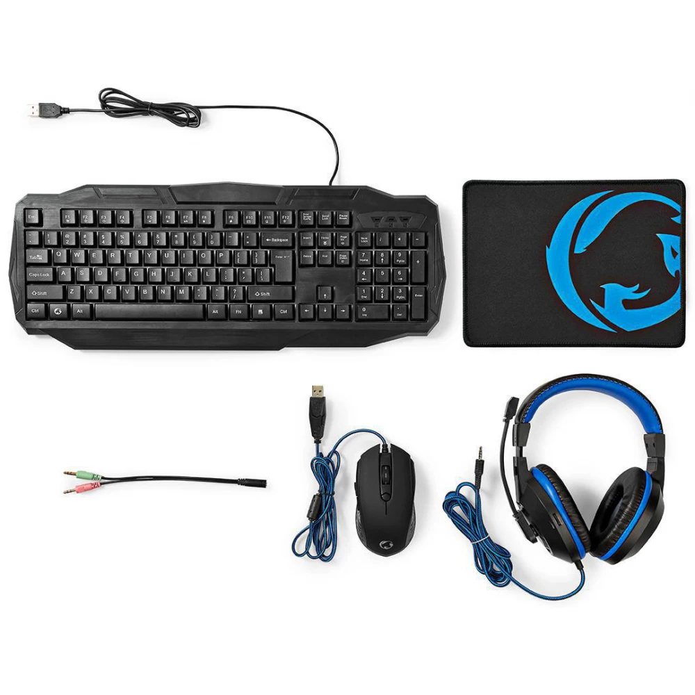 [Z012123] KIT GAMING TECLADO + RATON + AURICULARES + ALFOMBRILLA NEDIS UPIA GCK41100